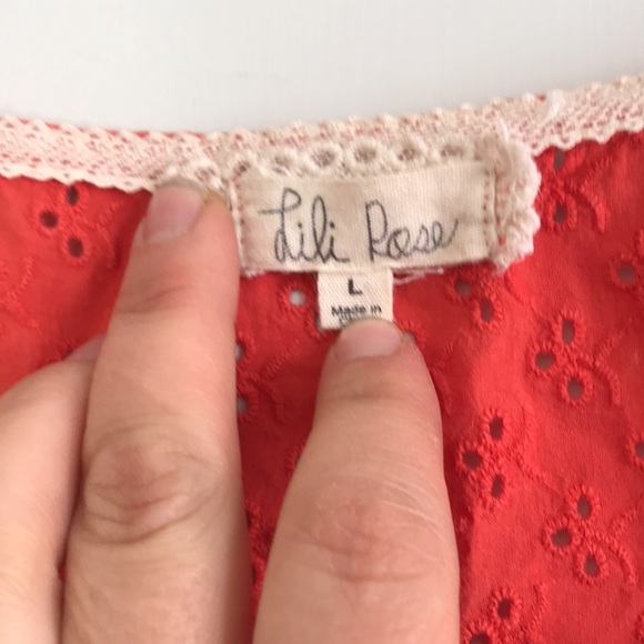 Lili Rose size L, eyelet lace empire waist tank/tunic w/mother of pearl buttons - Picture 3 of 6